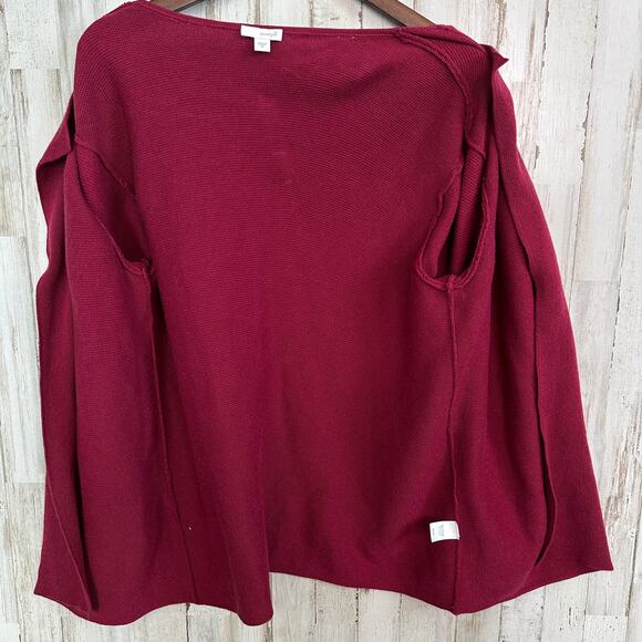 Pure Jill Open Cardigan Medium Dark Red Cotton Wool Lagenlook Quiet Luxury EUC - Picture 4 of 11